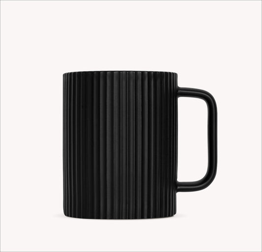 Ribbed Ceramic Mug - Jet - 2pk