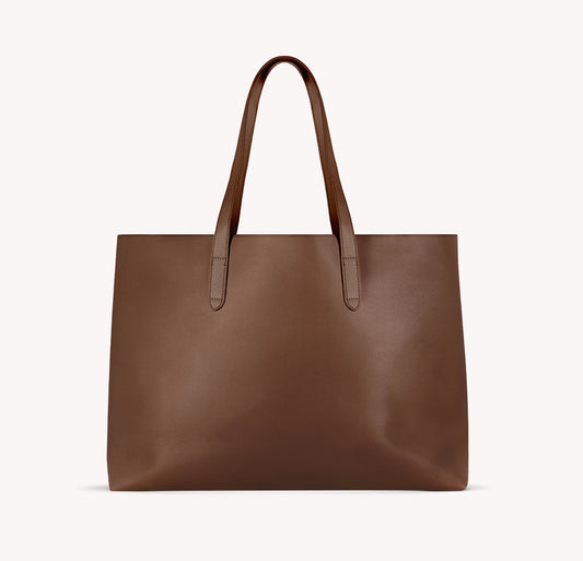 Vegan Leather Tote Bag - Chocolate